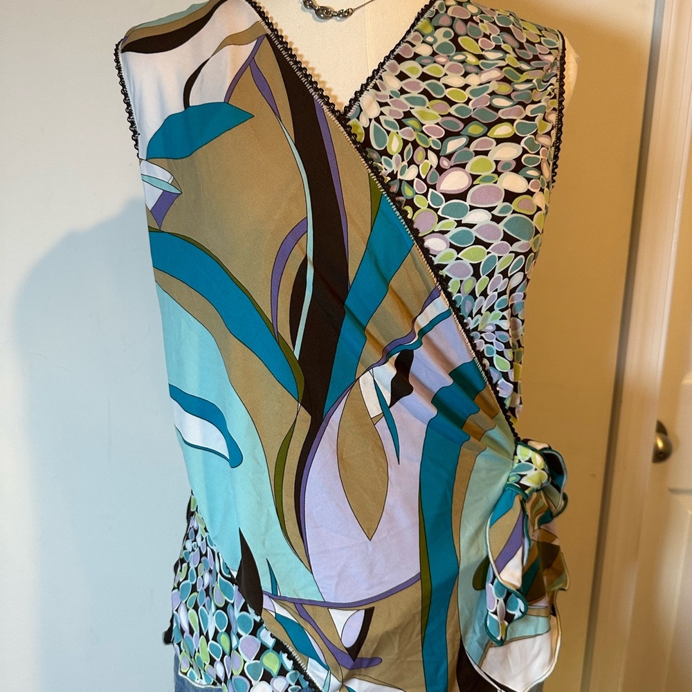Y2K Colorful Abstract Wrap Top